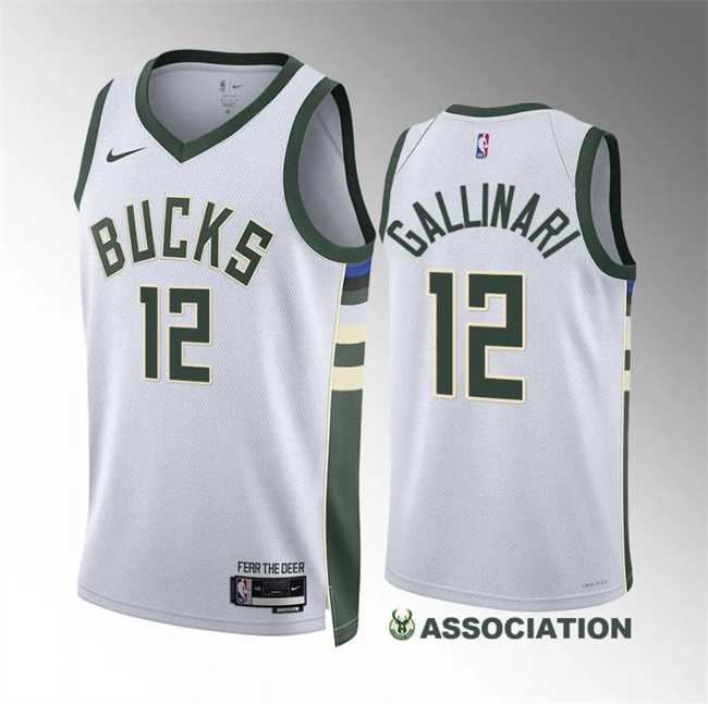 Mens Milwaukee Bucks #12 Danilo Gallinari White Association Edition Stitched Basketball Jersey Dzhi